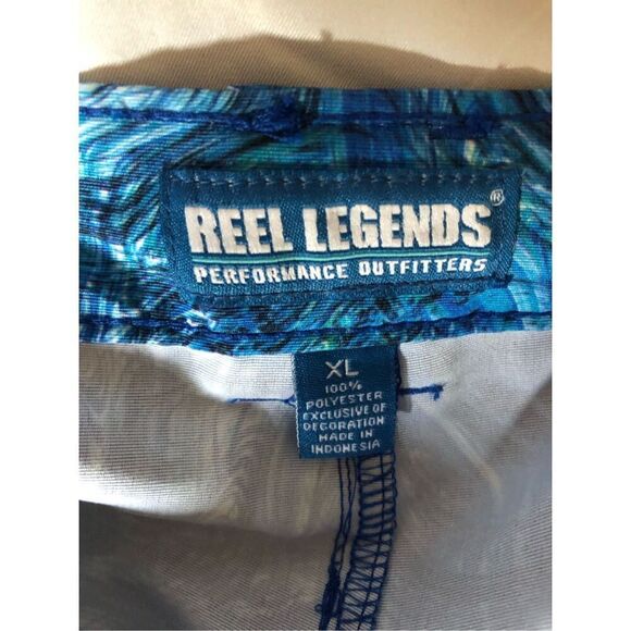 Reel Legends Performance Outfitters Men's Blue Abstract Wave Shorts Size XL - Picture 4 of 4